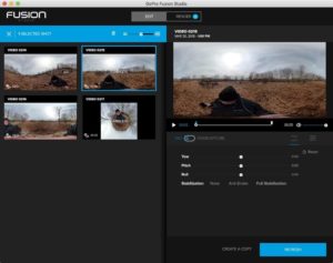 GoPro Fusion Studio Edit Window