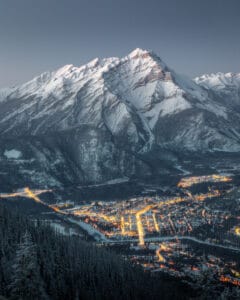 The town of Banff taken from Sulphur Mountain