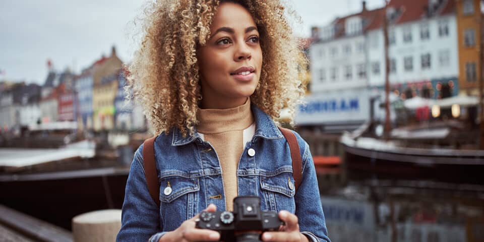 Lady holding camera