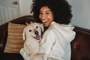 Portrait of lady with her dog