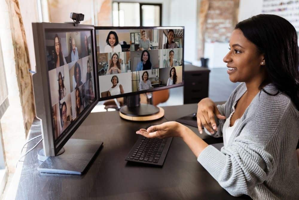Woman having an online meeting