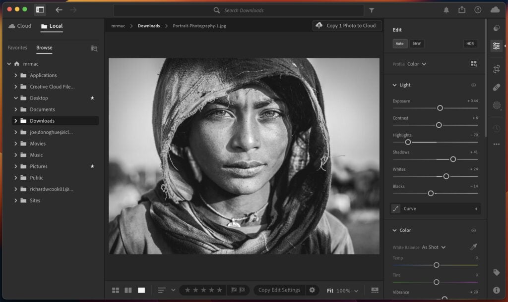 Portrait Photography adobe lightroom