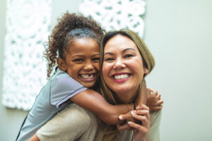 Mom and Daughter Portrait at Home