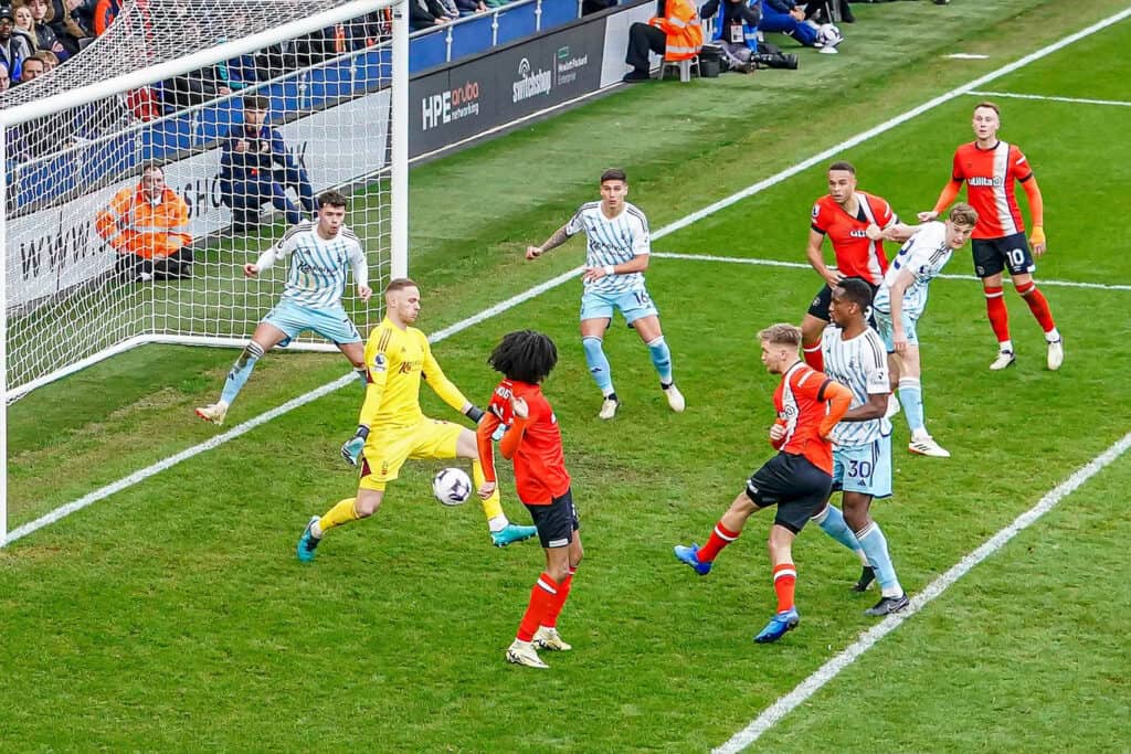 This was the player’s first Premier League goal and I was sitting in the top right of this image and so completely blocked by players to get a frame. Having a remote camera setup with the Sony 70-200mm f/2.8 G Master allowed me to capture this piece of the club’s and player’s history. Photo by David Horn. Sony Alpha 9 II. Sony 70-200mm f/2.8 G Master. 1/1000-sec., f/5, ISO 3200