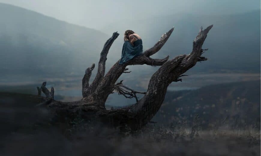 Woman On A Dead Tree