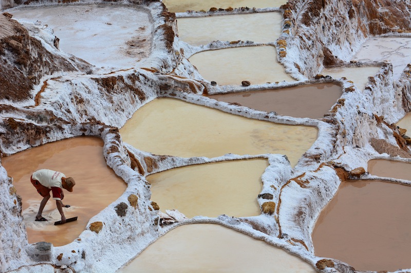 Man Working in the Salt Mines in Maras