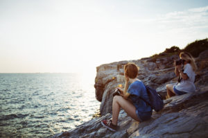 Shooting photos by the lake